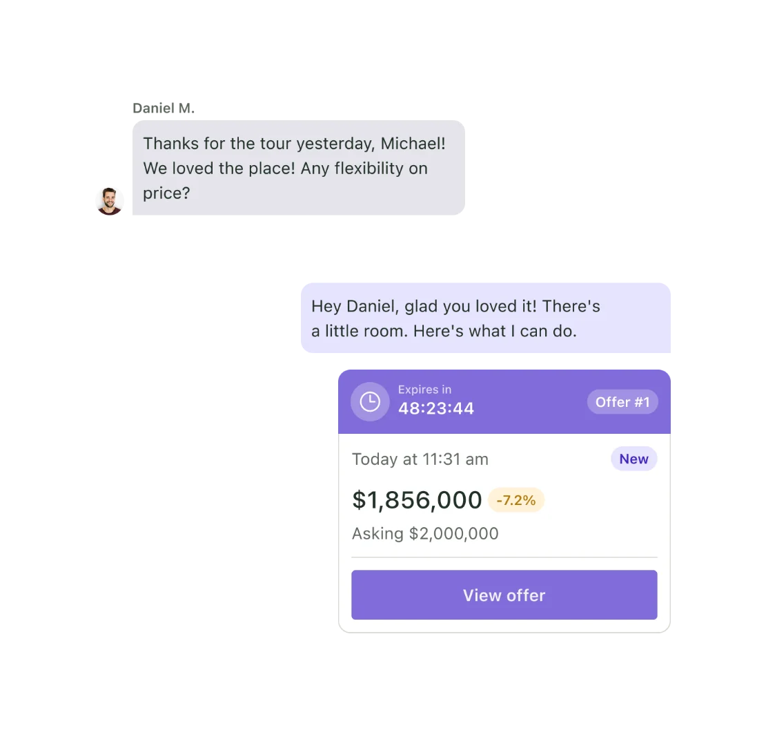 Chat and offer interface