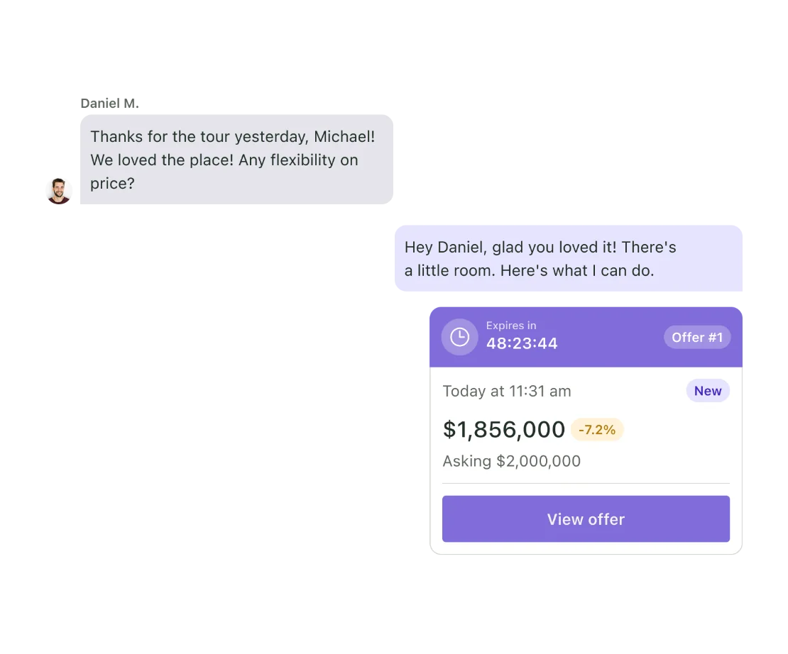 Chat and offer interface